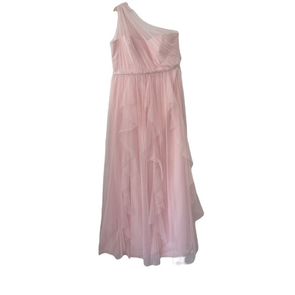 Bobbin Net One Shoulder Flange Bridesmaid Dress White by Vera Wang size 14 - Picture 1 of 15